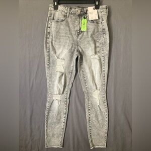 SO Juniors High Rise Jegging Jeans Size 11 Gray Distressed
